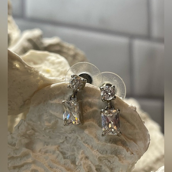 ✨ Vintage Sterling Silver Italian 925 Necklace with Crystal Pendant Earring Set✨ - Picture 4 of 16